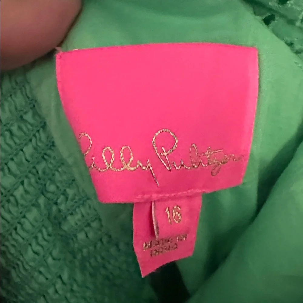 Lilly Pulitzer Green Eyelet Ruffle Blouse - Picture 2 of 3